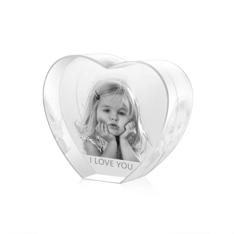 3D Crystal Photo Heart Shaped - 3D Glass Pictures Crystal - Personalised Crystal Photo Frame - Gift for Christmas, Valentine's, Anniversary, Birthday, Mother's Day