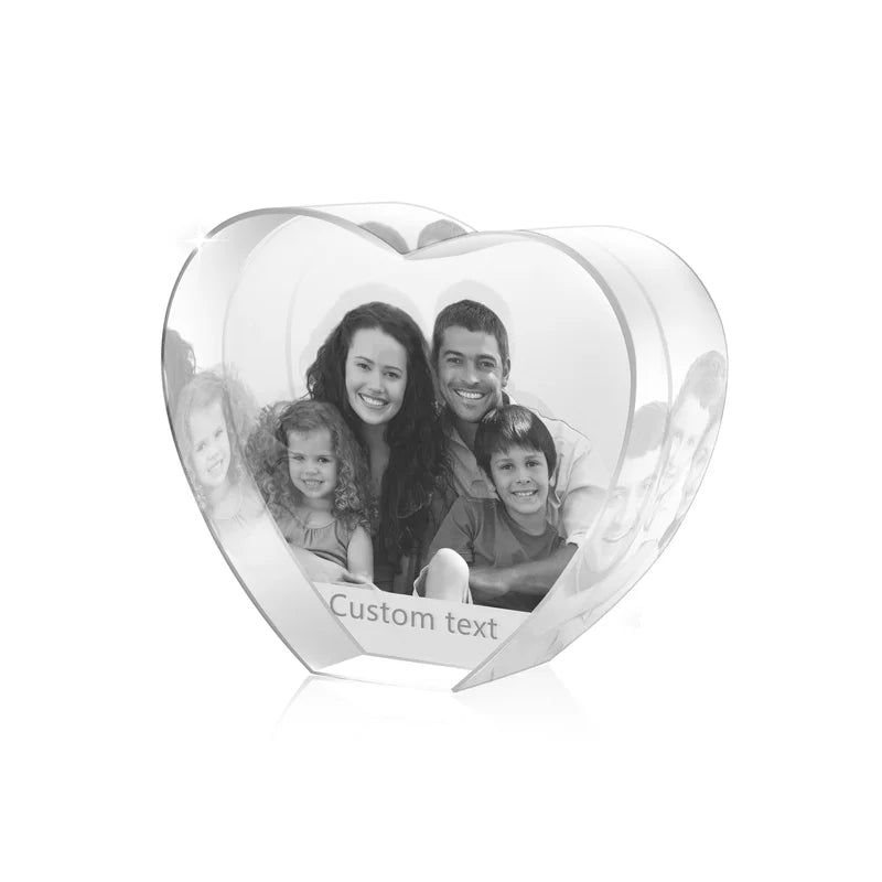 3D Crystal Photo Heart Shaped - 3D Glass Pictures Crystal - Personalised Crystal Photo Frame - Gift for Christmas, Valentine's, Anniversary, Birthday, Mother's Day