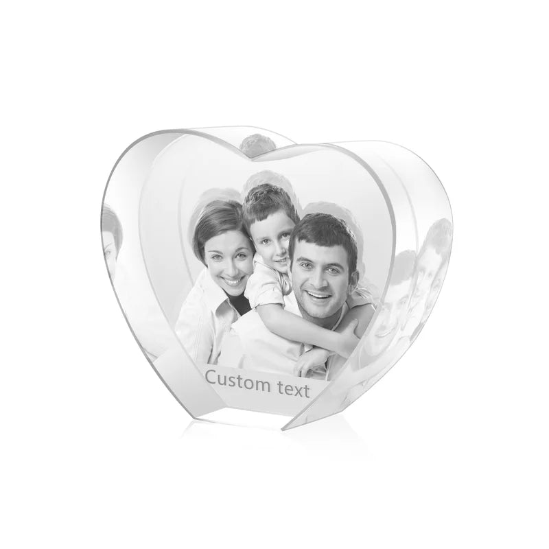 3D Crystal Photo Heart Shaped - 3D Glass Pictures Crystal - Personalised Crystal Photo Frame - Gift for Christmas, Valentine's, Anniversary, Birthday, Mother's Day