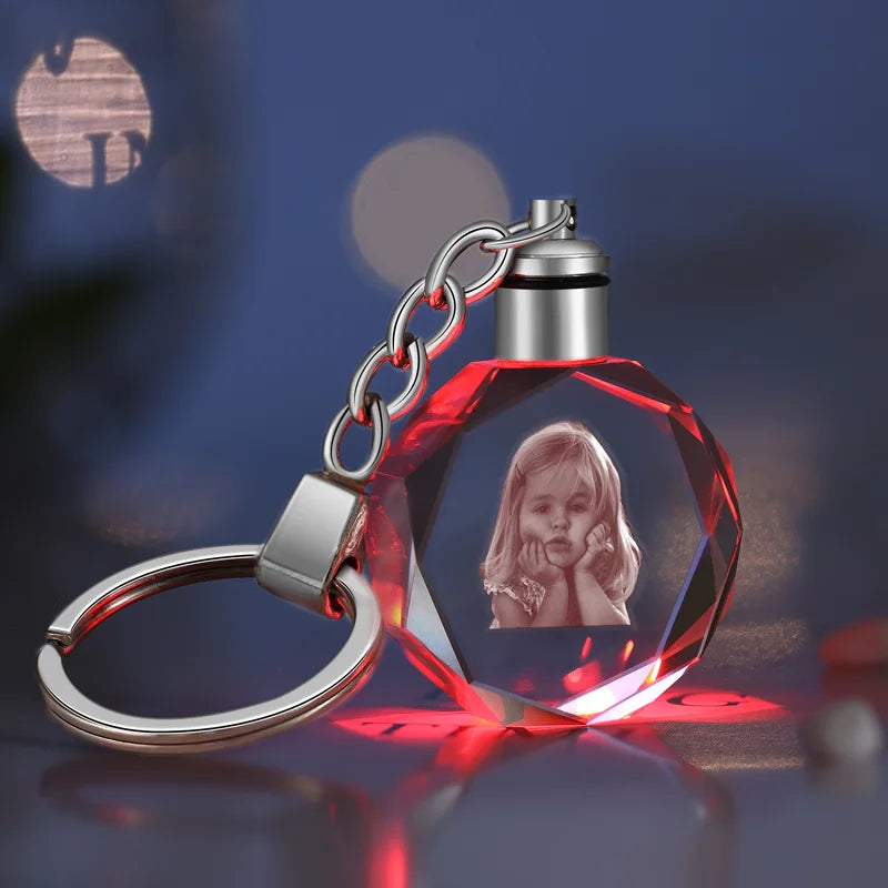 3D Crystal Photo Keyring - 3D Glass Pictures Keychain - Photo Gift for Christmas, Valentine's Day, Anniversary, Birthday, Mother's Day