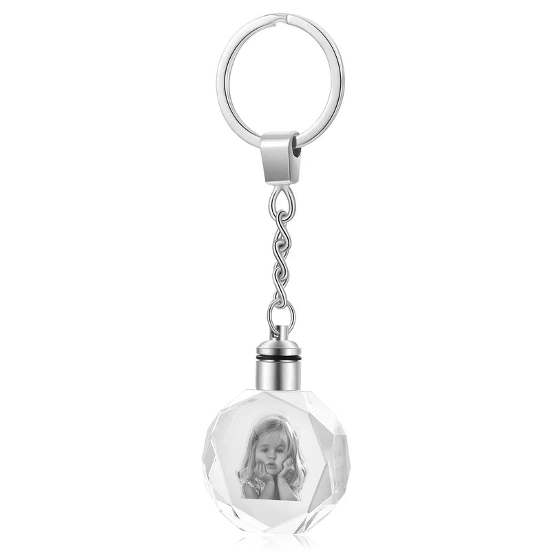 3D Crystal Photo Keyring - 3D Glass Pictures Keychain - Photo Gift for Christmas, Valentine's Day, Anniversary, Birthday, Mother's Day