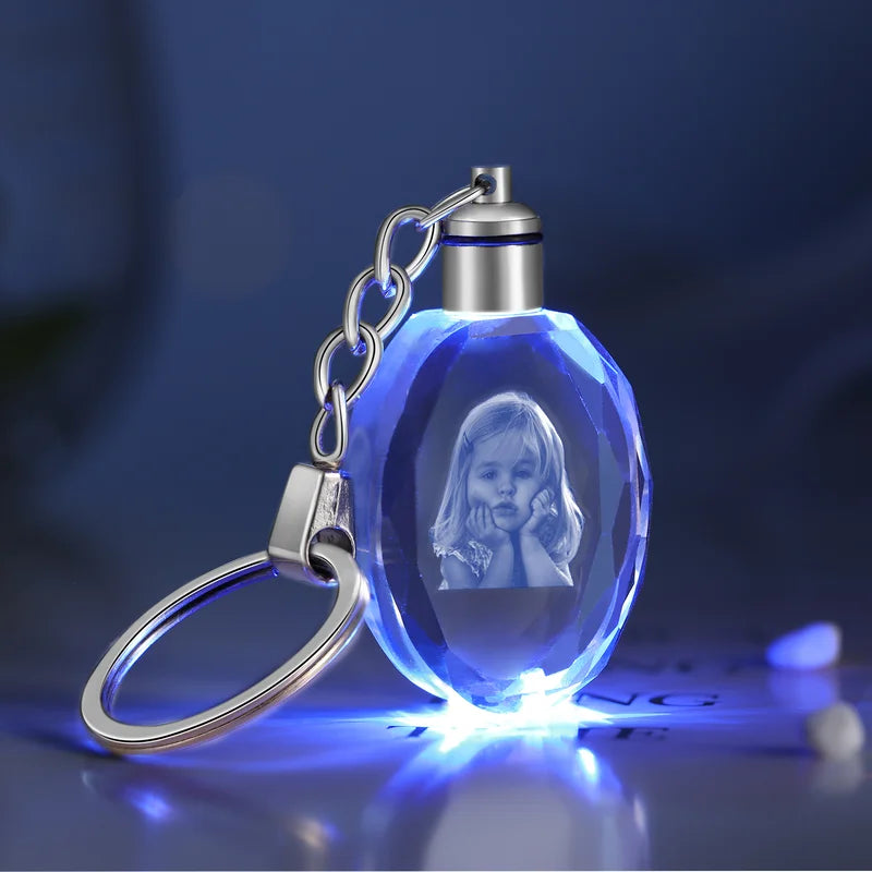 3D Crystal Photo Keyring - Personalised 3D Glass Pictures Keychain - Photo Gift for Christmas, Valentine's Day, Anniversary, Birthday, Mother's Day