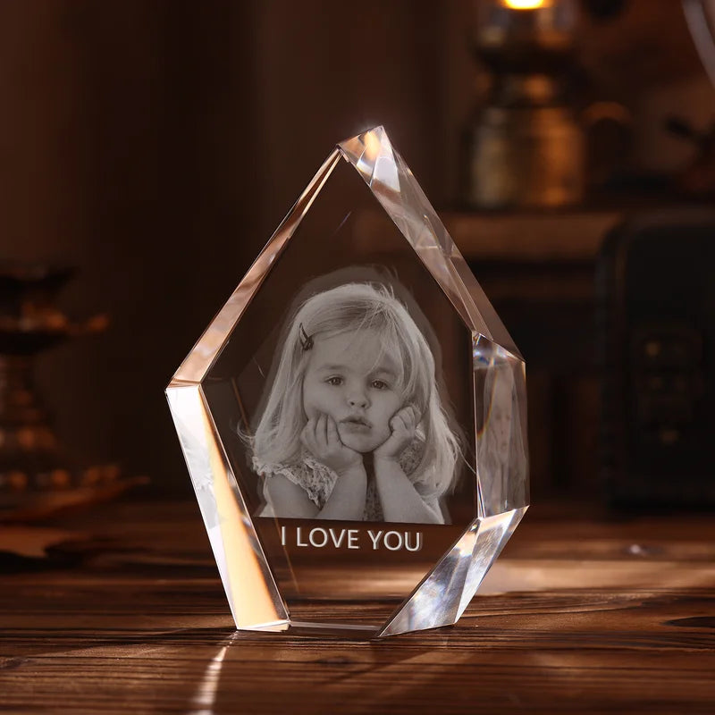 3D Crystal Photo - 3D Glass Pictures Crystal - Photo Gift for Christmas, Valentine's, Anniversary, Birthday, Mother's Day - 90*30*100mm