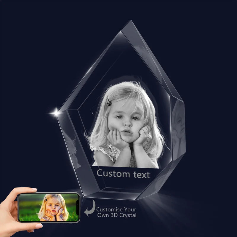 3D Crystal Photo - 3D Glass Pictures Crystal - Photo Gift for Christmas, Valentine's, Anniversary, Birthday, Mother's Day - 90*30*100mm