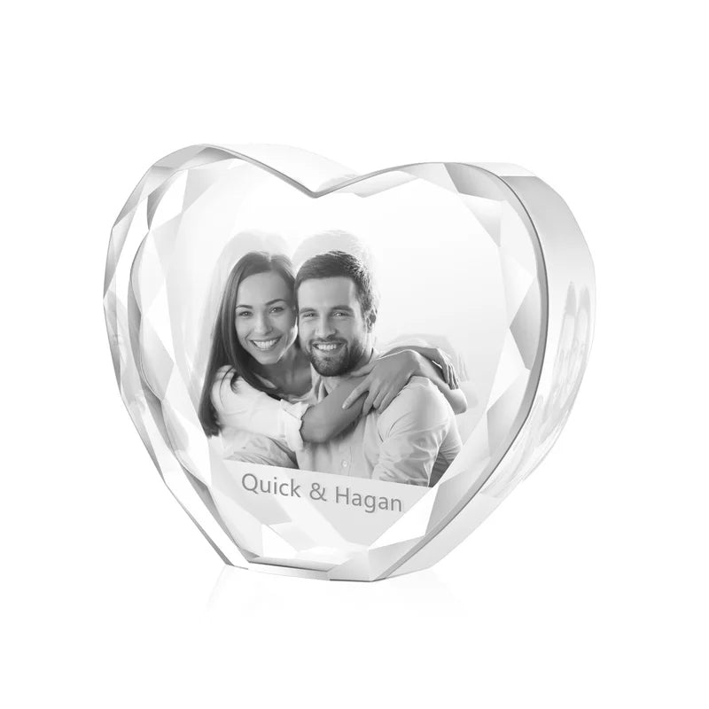 3D Crystal Photo Heart Shaped - 3D Glass Pictures Crystal - Personalised Crystal Photo Frame - Gift for Christmas, Valentine's, Anniversary, Birthday, Mother's Day