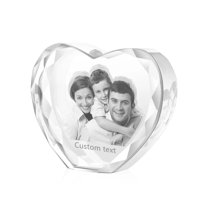 3D Crystal Photo Heart Shaped - 3D Glass Pictures Crystal - Personalised Crystal Photo Frame - Gift for Christmas, Valentine's, Anniversary, Birthday, Mother's Day