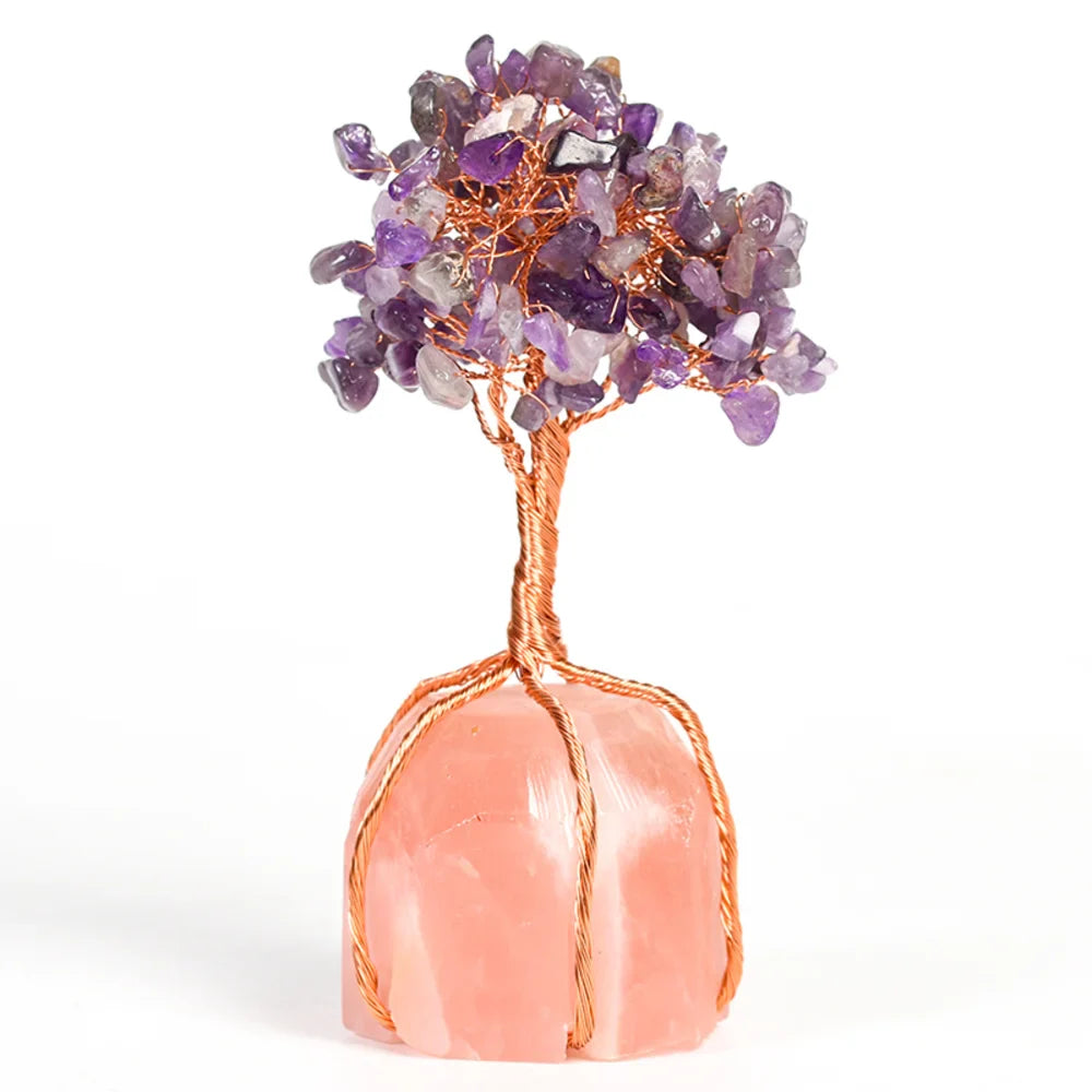 Amethyst Crystal Tree with Rose Quartz Base