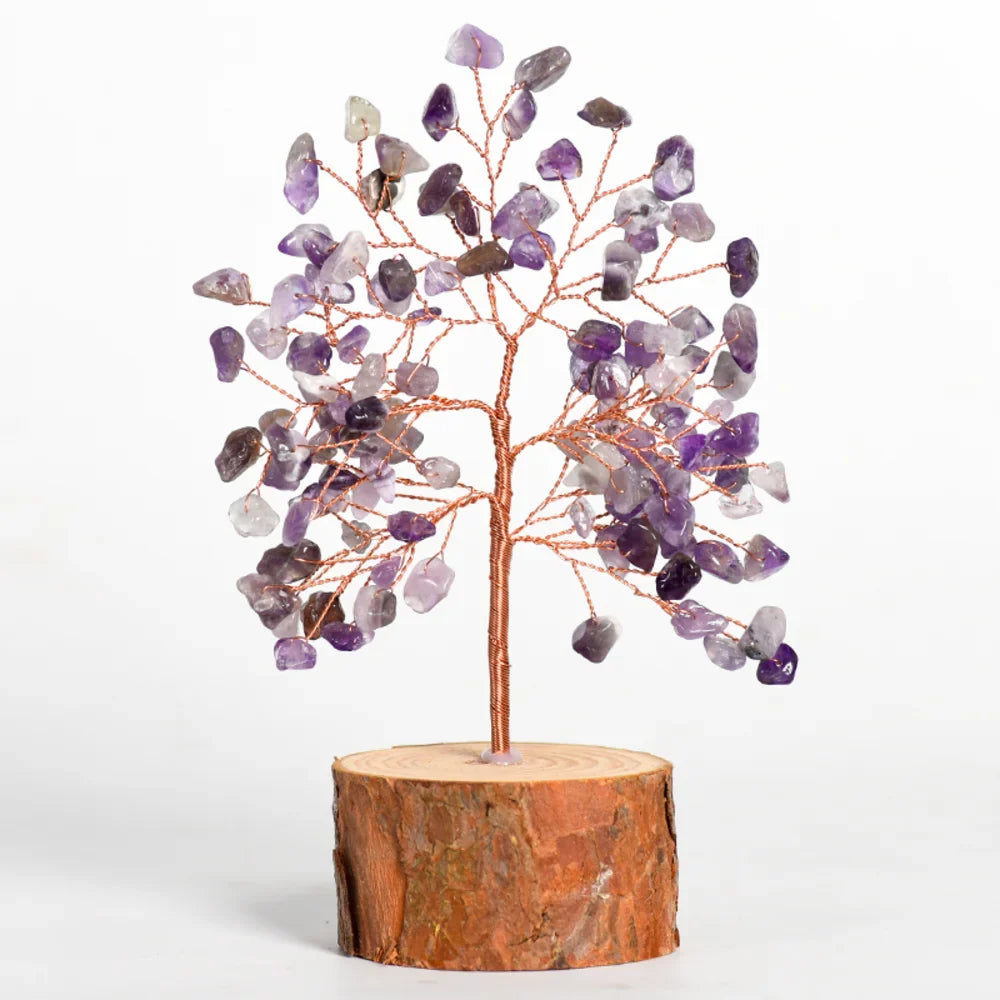 Amethyst Crystal Tree with Wooden Base