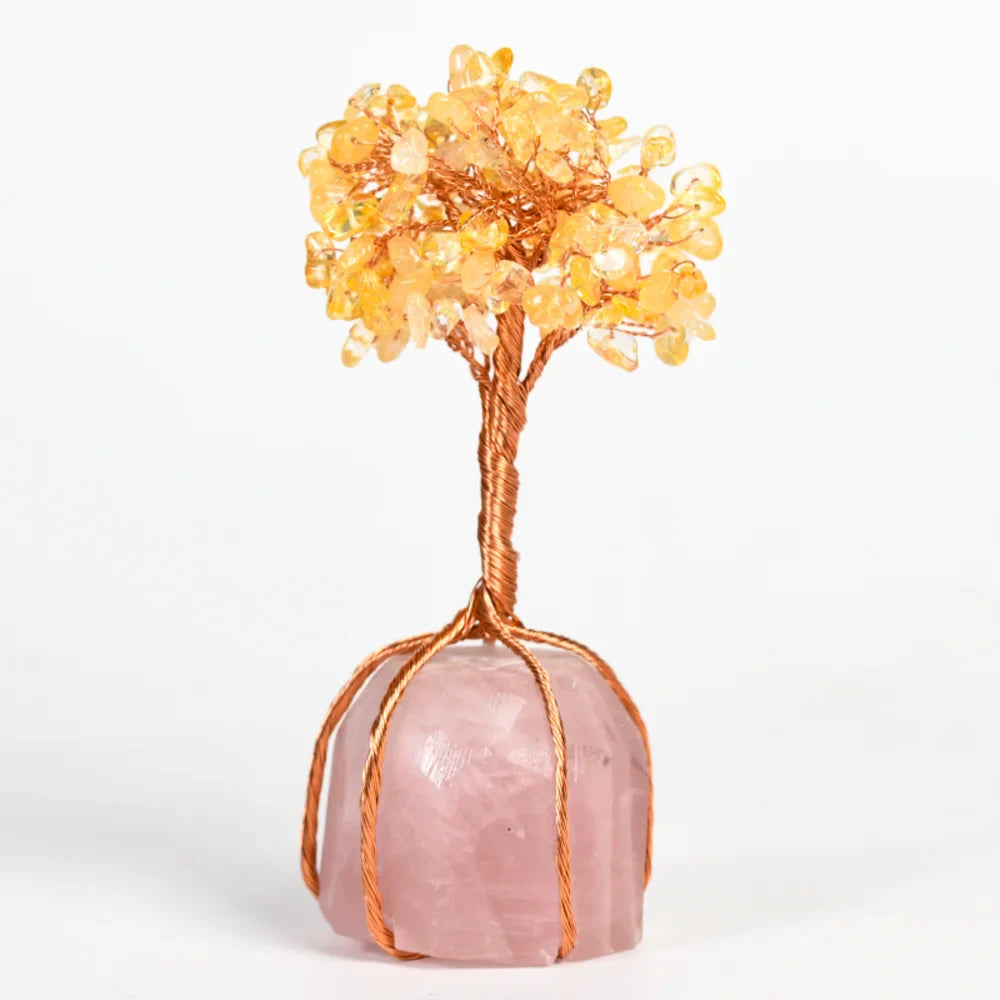 Citrine Crystal Tree with Rose Quartz Base