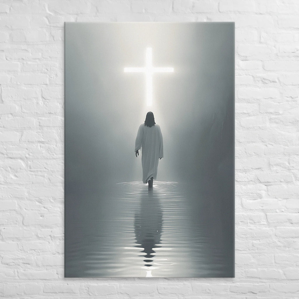 Inspirational Christian Canvas Art - Faith-Based Home Decor with Cross - Fade-Resistant & Hand-Stretched