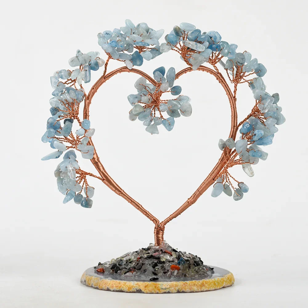 Aquamarine Heart Crystal Tree