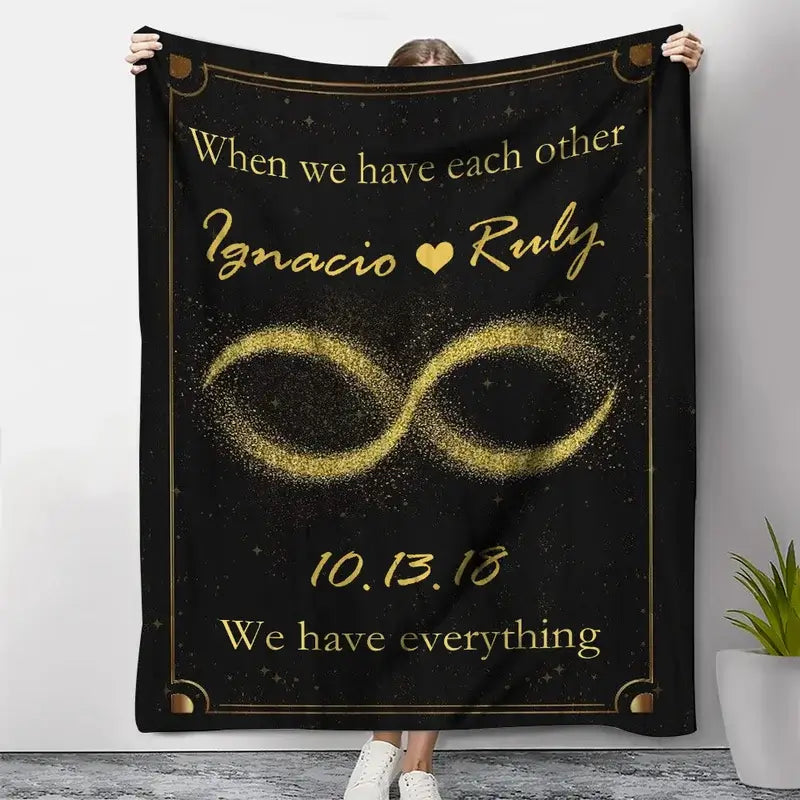 Personalised Blanket | Personalised Name Blanket | Infinity Blanket for Couple