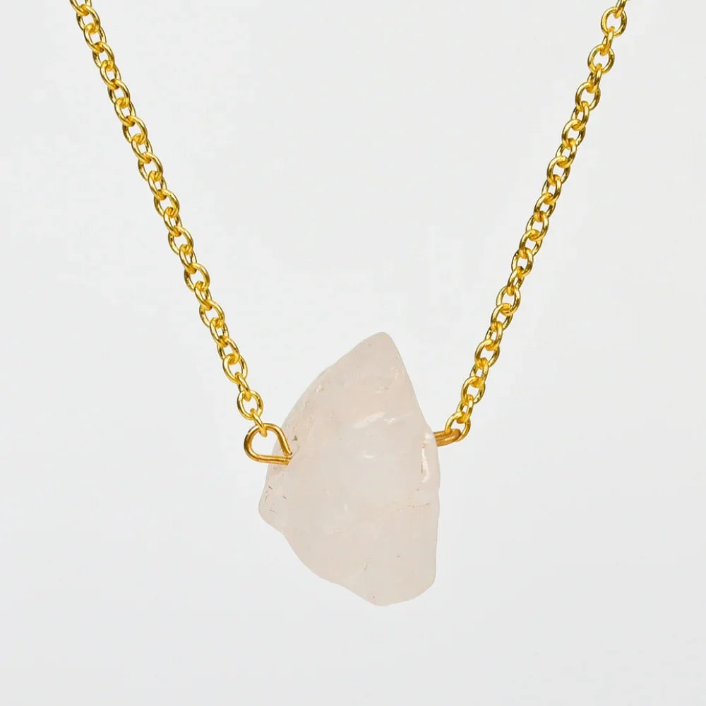 clear quartz healing crystal necklace