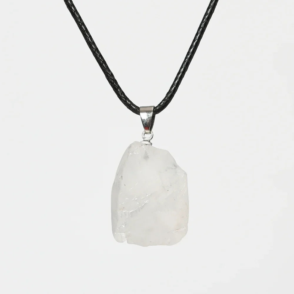 clear quartz raw crystal necklace