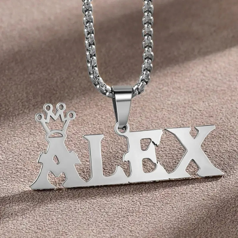 Sterling Silver Name Necklace for Her, Crown Personalised Name Necklace, Custom Name Necklace Silver/Gold/Rose Gold