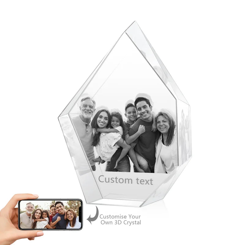 3D Crystal Photo - 3D Glass Pictures Crystal - Photo Gift for Christmas, Valentine's, Anniversary, Birthday, Mother's Day