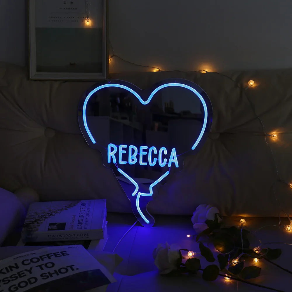 Custom Heart Neon Name Sign - Personalised Blue Heart Neon Letters Light