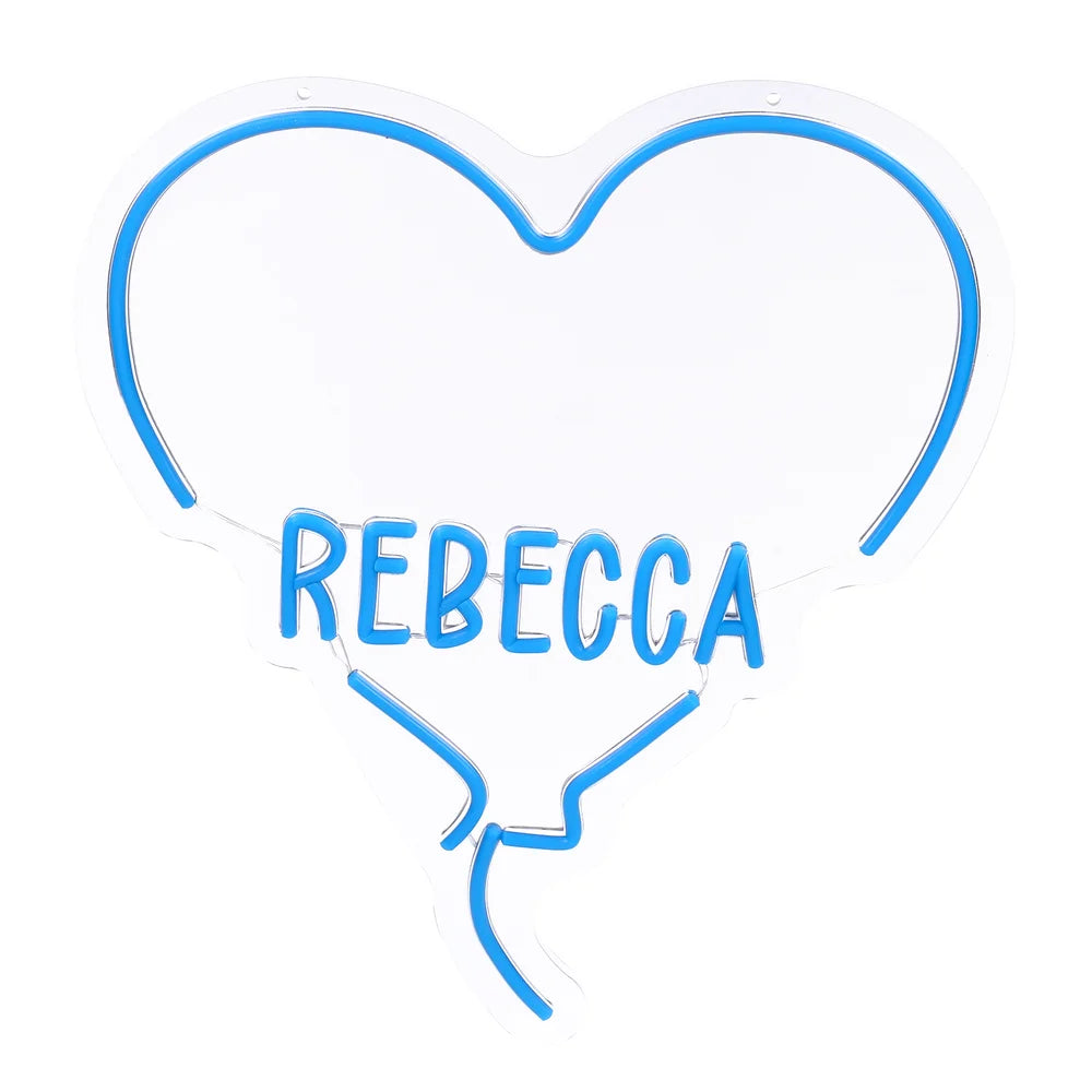 Custom Heart Neon Name Sign - Personalised Blue Heart Neon Letters Light