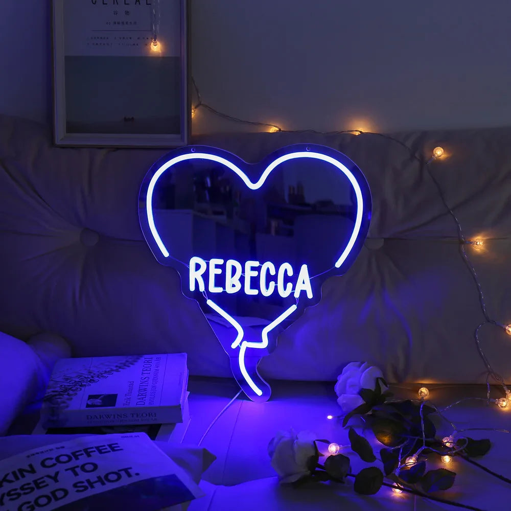 Custom Heart Neon Name Sign - Personalised Blue Heart Neon Letters Light