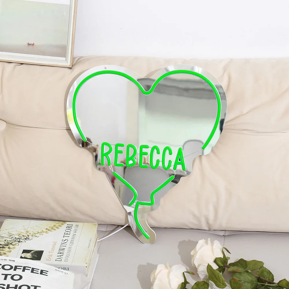 Custom Heart Neon Name Sign - Personalised Green Heart Neon Letters Light