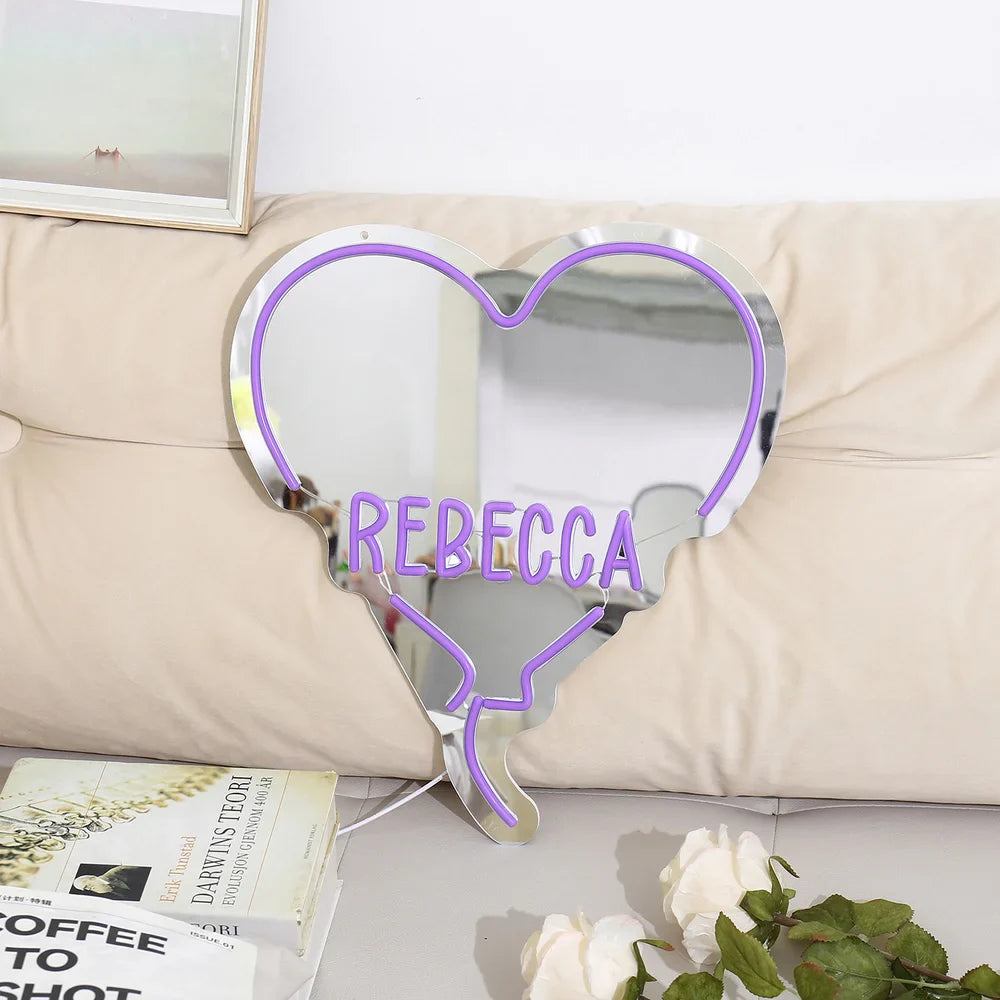 Custom Heart Neon Name Sign - Personalised Purple Heart Neon Letters Light