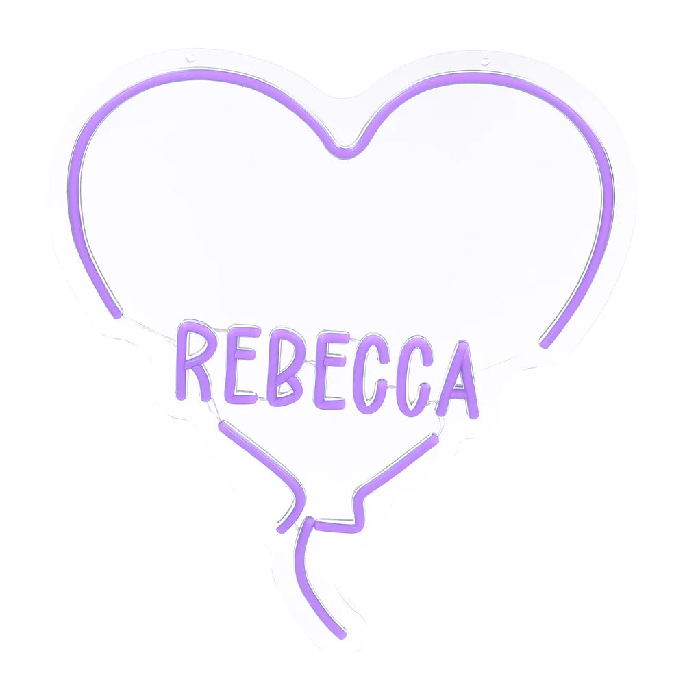 Custom Heart Neon Name Sign - Personalised Purple Heart Neon Letters Light