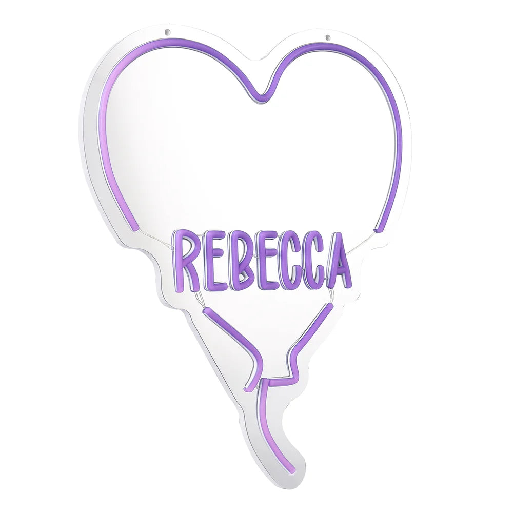 Custom Heart Neon Name Sign - Personalised Purple Heart Neon Letters Light