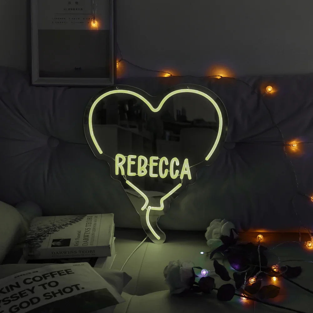 Custom Heart Neon Name Sign - Personalised White Heart Neon Letters Light