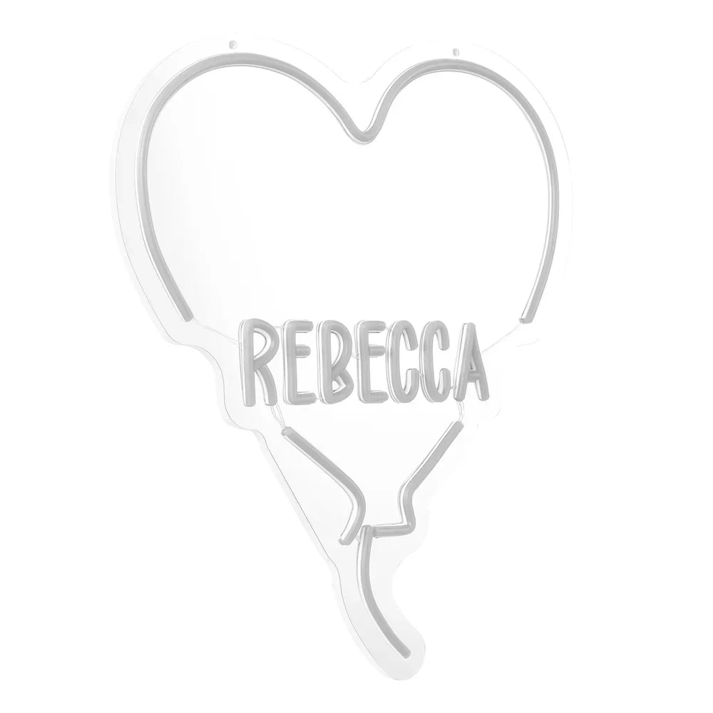 Custom Heart Neon Name Sign - Personalised White Heart Neon Letters Light