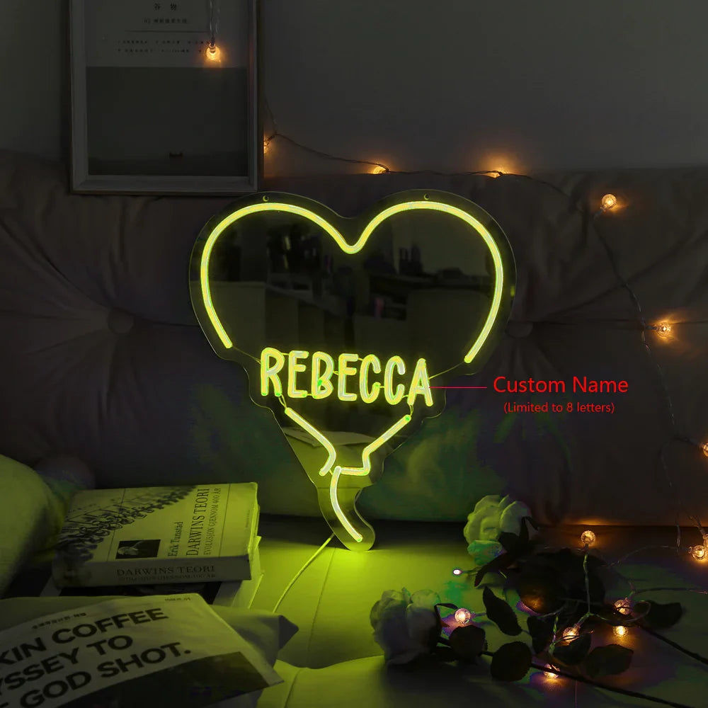 Custom Heart Neon Name Sign - Personalised Yellow Heart Neon Letters Light