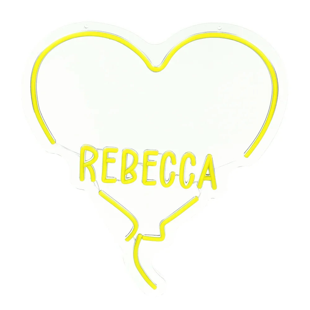 Custom Heart Neon Name Sign - Personalised Yellow Heart Neon Letters Light