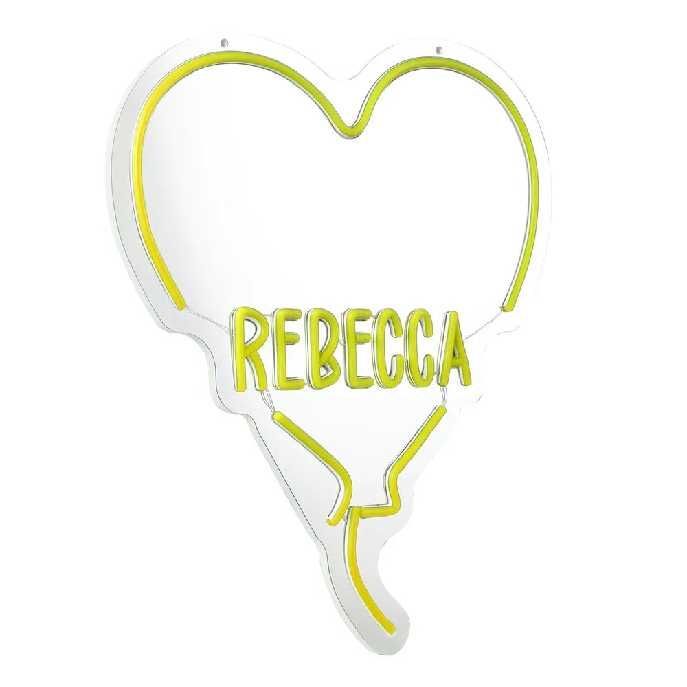 Custom Heart Neon Name Sign - Personalised Yellow Heart Neon Letters Light