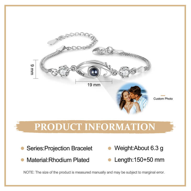 Custom Photo Projection Bracelet - Eye Charm Photo Bracelet