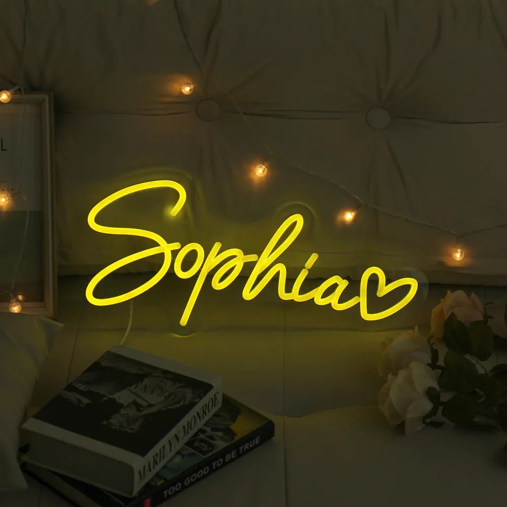 Custom Neon Name Sign - Personalised Yellow Neon Letters Light