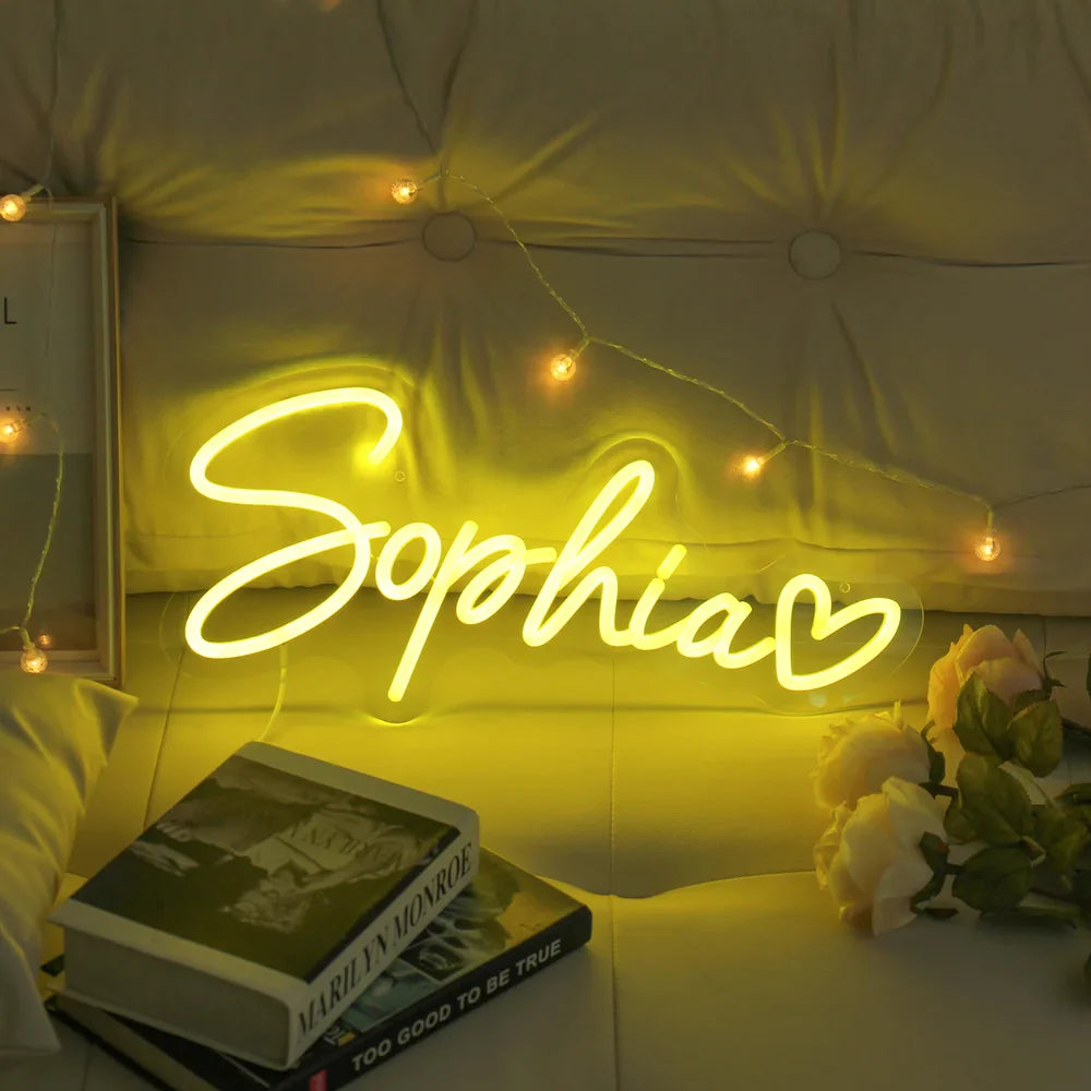 Custom Neon Name Sign - Personalised Yellow Neon Letters Light