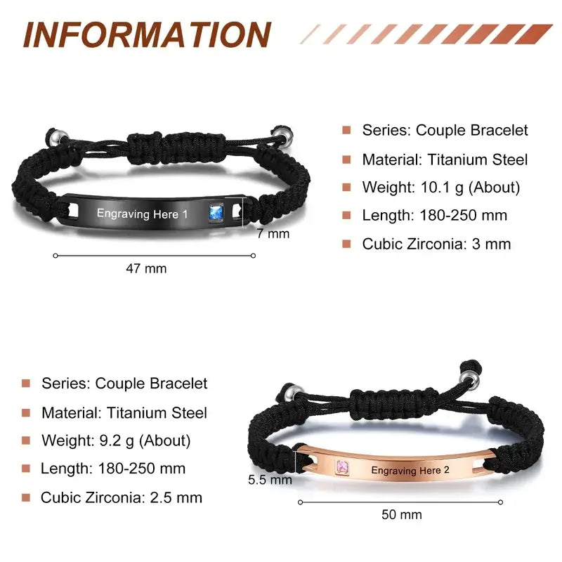 Matching Bracelets | Matching Bracelets for Couples | Couple Bracelets with Name