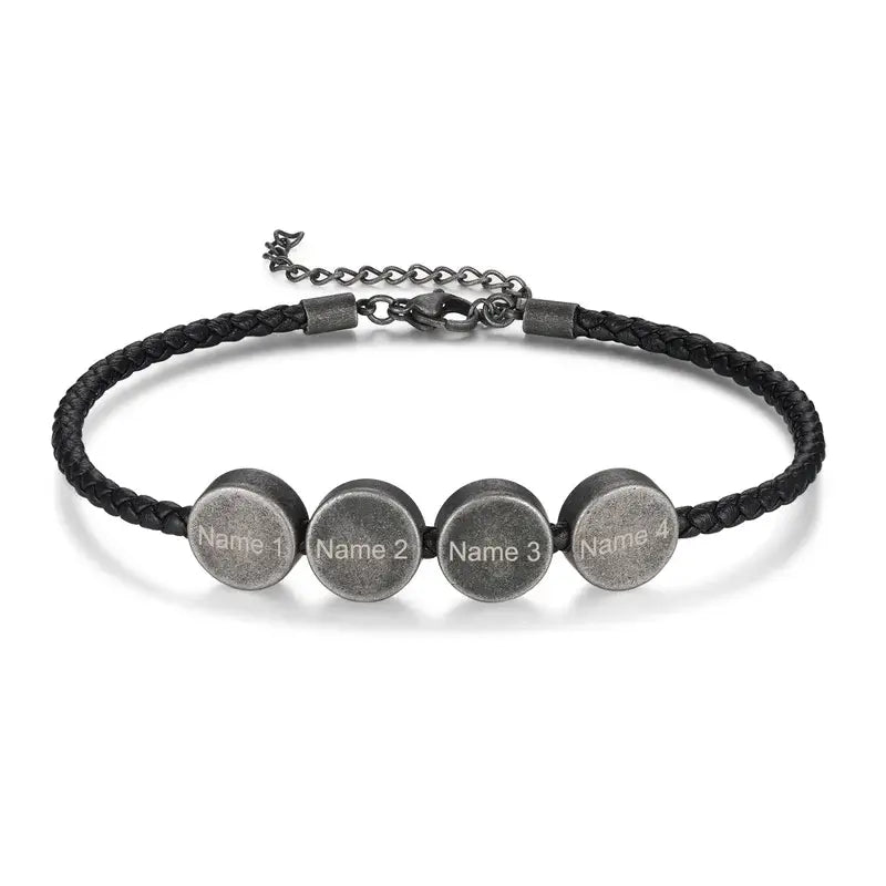 Engraved Men’s Name Bracelet | Personalised Men’s Beads Bracelet