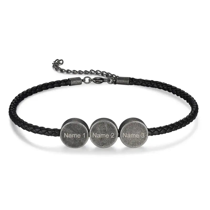 Engraved Men’s Name Bracelet | Personalised Men’s Beads Bracelet