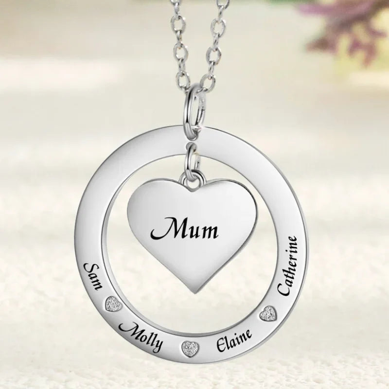 Personalised Mum Necklace | Engraved Names Personalised Necklace for Mum