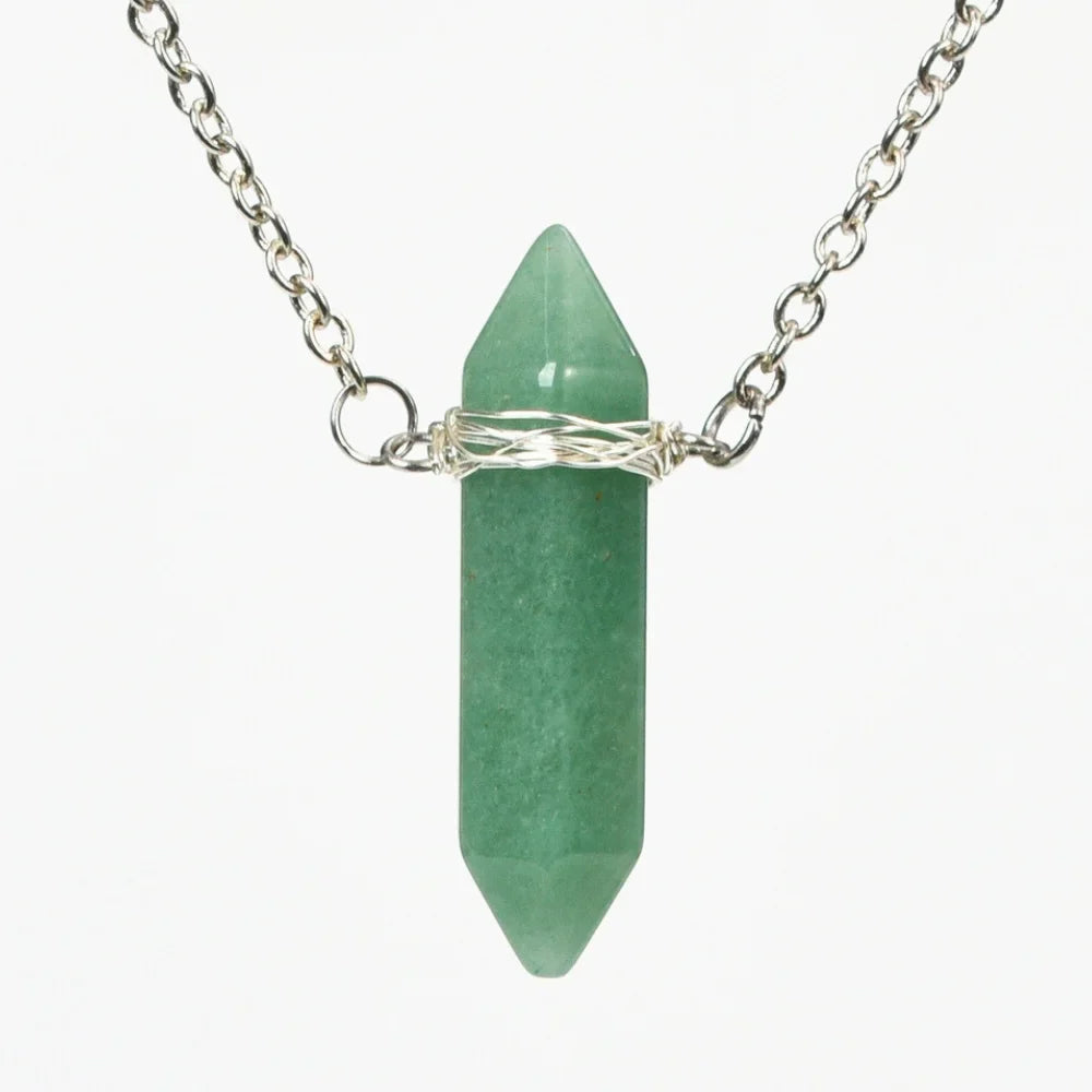 Green Aventurine Healing Crystal Point Crystal Necklace