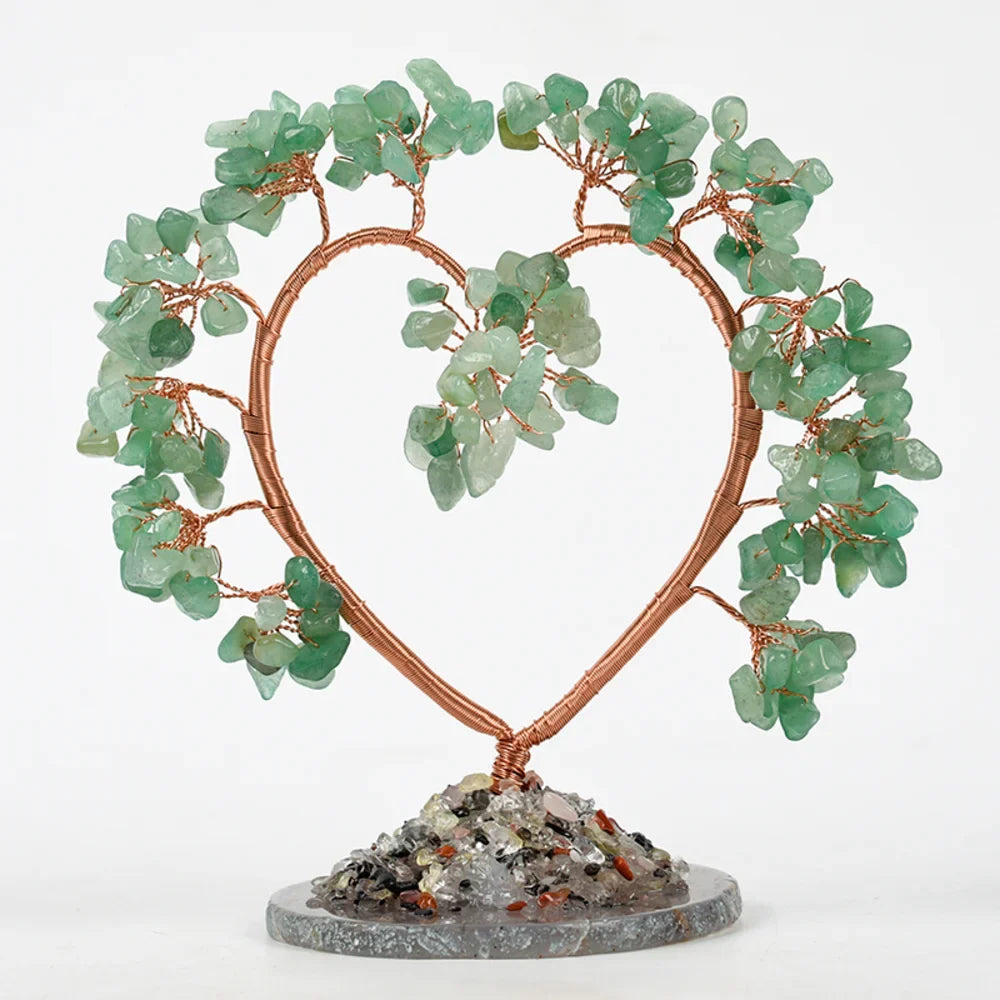 Green Aventurine Heart Crystal Tree