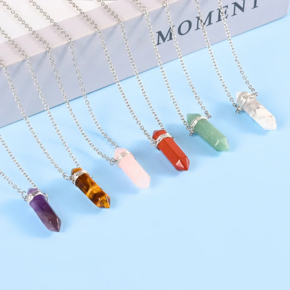 Healing Crystal Point Crystal Necklace