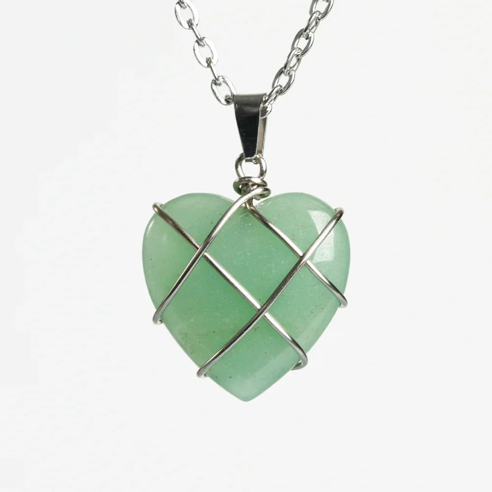 Heart Green Aventurine Crystal Necklace