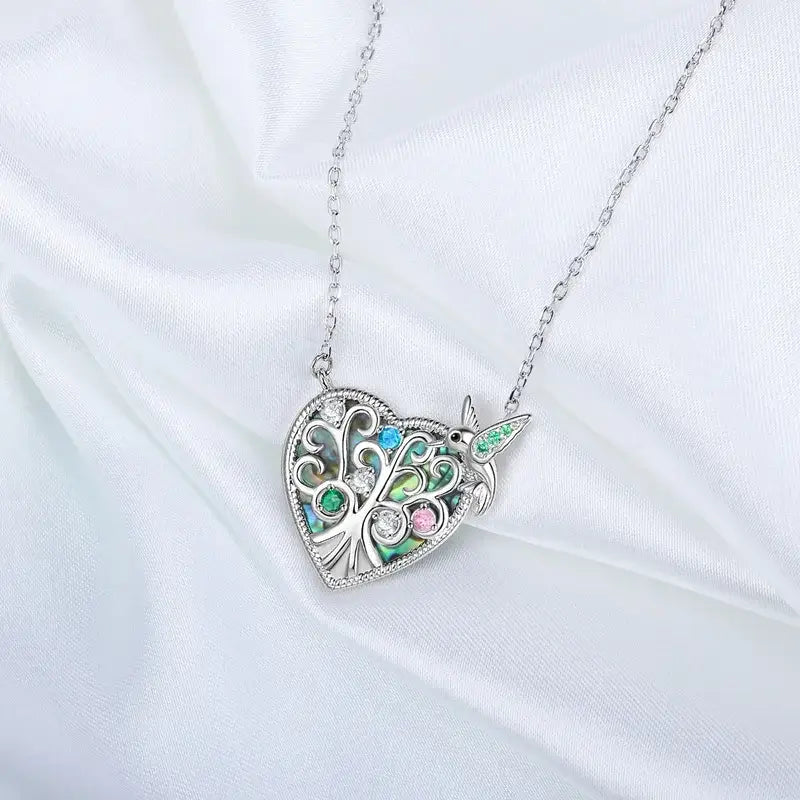 Heart Shaped Family Tree Birthstone Necklace | 3-6 Zircon Birthstones