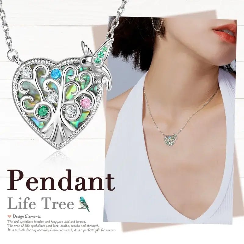 Heart Shaped Family Tree Birthstone Necklace | 3-6 Zircon Birthstones