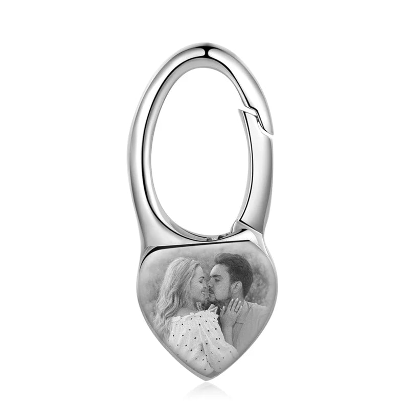 Heart Shaped Personalised Photo Keyring with Engraving