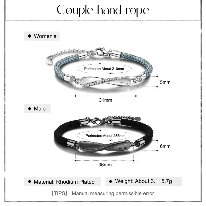 Infinity Matching Couple Bracelets | Couple Engraved Name Bracelets