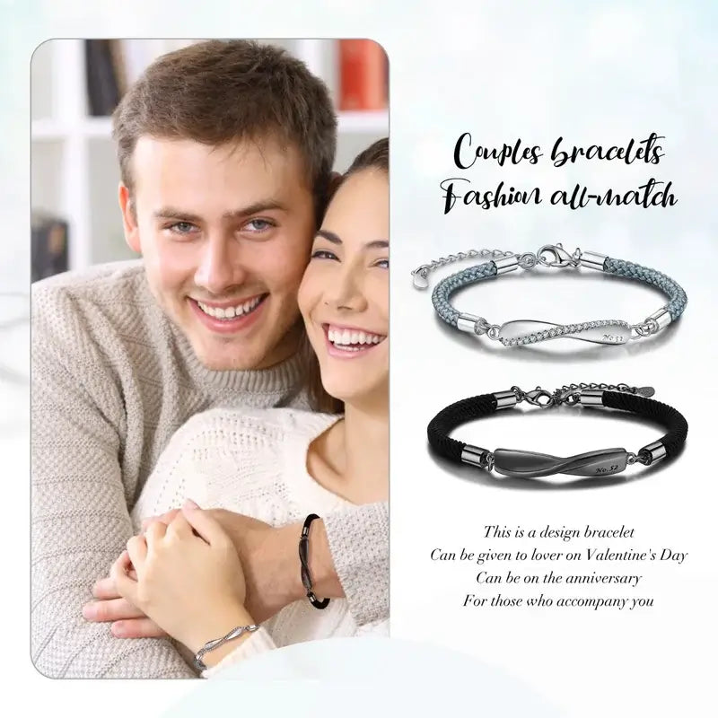 Infinity Matching Couple Bracelets | Couple Engraved Name Bracelets