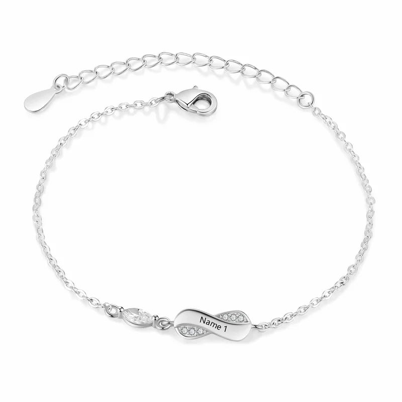 Infinity Engraved Bracelet - Infinity Charms Personalised Bracelet - Name Engraved Bracelet - Personalised Gift for Women - Engraved Gift for Her