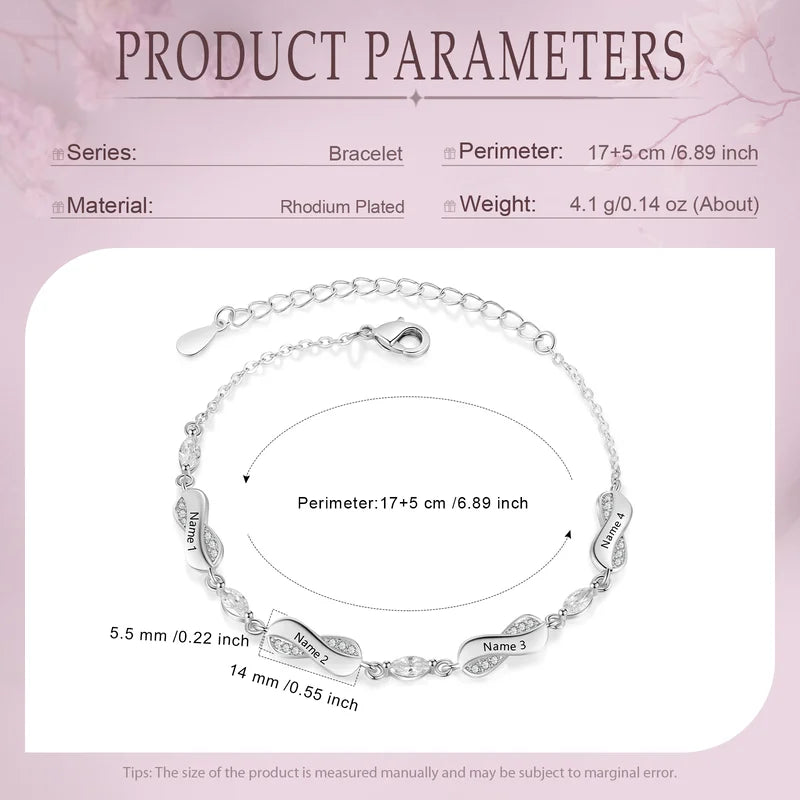 Infinity Engraved Bracelet - Infinity Charms Personalised Bracelet - Name Engraved Bracelet - Personalised Gift for Women - Engraved Gift for Her